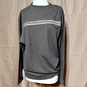 Men's Charcoal/Tan Crewneck Sweater with Stripes
